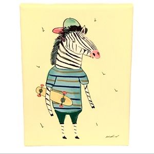 Ashley Percival Zebra with Skateboard Canvas Pic